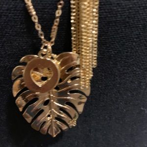 SOLD-Gold chain with leaf, and tassel detail-